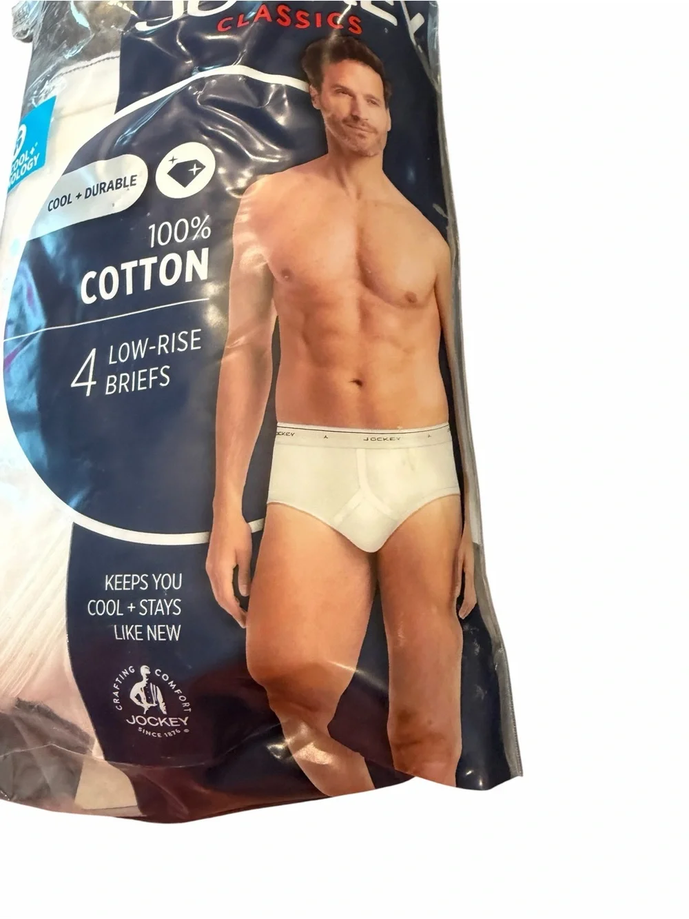 JOCKEY Men's Classic Low-Rise Briefs Underwear 4 Pair Size 38 NEW White Cool